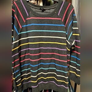 EUC Torrid Multicolor Striped Crewneck Sweatshirt Sz 2